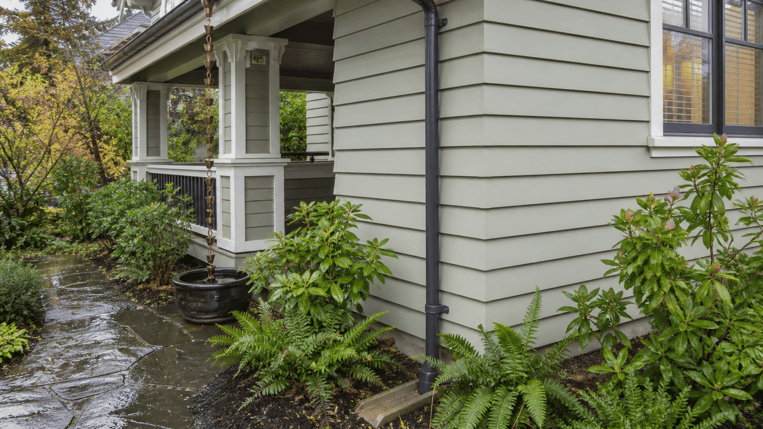 Exterior Downspout and Rain-Chain Painting in Vancouver